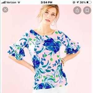 Lilly Pulitzer Lula Top in Pink Tropics Tint Sweet Pea